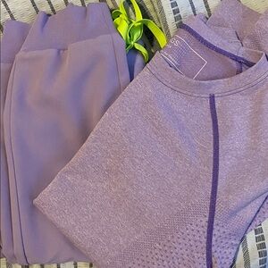 Figs Women's Light Purple Crew Neck underscrub and jogger pants